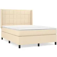 vidaXL Lit boxspring avec matelas Crème 140x200 cm Tissu