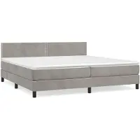 vidaXL Lit boxspring avec matelas gris clair 200x200 cm velours