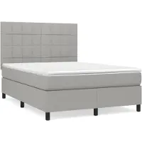 vidaXL Lit boxspring avec matelas gris clair 140x200 cm Tissu