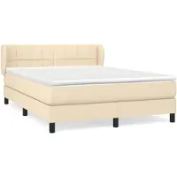 vidaXL Lit boxspring avec matelas Crème 140x190 cm Tissu