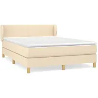 vidaXL Lit boxspring avec matelas Crème 140x190 cm Tissu
