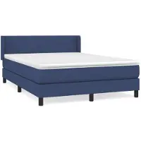 vidaXL Lit boxspring avec matelas bleu 140x200 cm Tissu