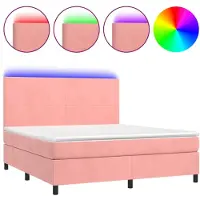 vidaXL Sommier tapissier avec matelas et LED Rose 180x200 cm Velours