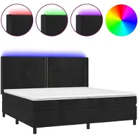 vidaXL Lit boxspring avec matelas & LED noir 200x200 cm velours