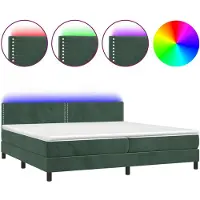vidaXL Lit boxspring avec matelas & LED vert foncé 200x200 cm velours
