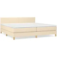 vidaXL Lit boxspring avec matelas Crème 200x200 cm Tissu