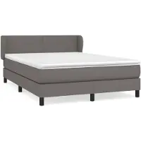vidaXL Lit boxspring avec matelas Gris 140x190 cm Similicuir