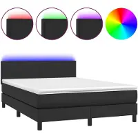 vidaXL Lit Boxspring avec matelas & LED Noir 140x200 cm Similicuir