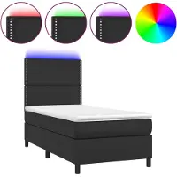 vidaXL Lit Boxspring avec matelas & LED Noir 90x190 cm Similicuir