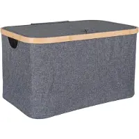 House Nordic Panier Noto gris foncé : 30x45x25 cm Bambou/Textile