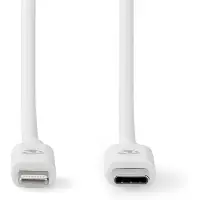 Nedis Câble Lightning | USB 2.0 | Apple Lightning, 8 broches | USB-C mâle | 480 Mbps | Nickelé | 2,00 m | Rond | PVC | Blanc | Étiquette