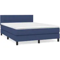vidaXL Lit boxspring avec matelas bleu 140x190 cm Tissu