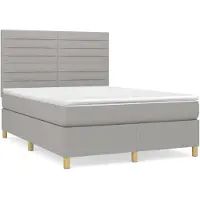 vidaXL Lit boxspring avec matelas gris clair 140x190 cm Tissu