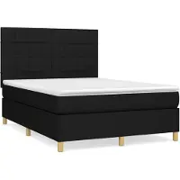 vidaXL Lit boxspring avec matelas noir 140x190 cm Tissu