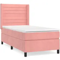 vidaXL Lit boxspring avec matelas rose 100x200 cm velours