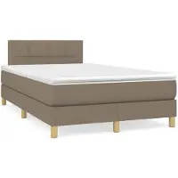 vidaXL Lit Boxspring avec matelas Taupe 120x200 cm Tissu