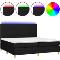vidaXL Lit Boxspring avec matelas & LED Noir 200x200 cm Tissu