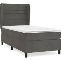 vidaXL Lit boxspring avec matelas gris foncé 80x200 cm velours