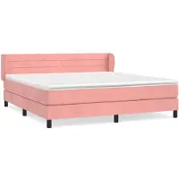 vidaXL Lit boxspring avec matelas rose 180x200 cm velours