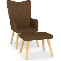 vidaXL Fauteuil relax avec pouf Marron Tissu