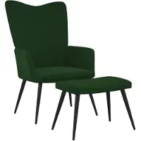 vidaXL Fauteuil relax avec pouf vert foncé velours