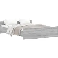 vidaXL Cadre de lit avec tête et pied de lit Gris Sonoma 140x200 cm