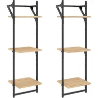 vidaXL Étagères murales à 3 niveaux avec barres 2 pcs chêne sonoma