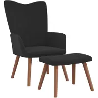vidaXL Fauteuil relax avec pouf noir velours