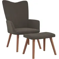 vidaXL Fauteuil relax avec pouf gris foncé velours