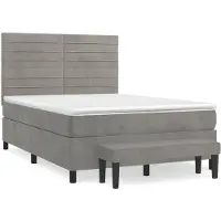 vidaXL Lit boxspring avec matelas gris clair 140x200 cm velours