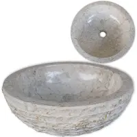 vidaXL Lavabo en marbre 40 cm crème