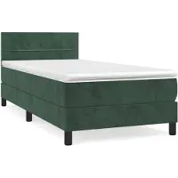 vidaXL Lit boxspring avec matelas vert foncé 100x200 cm velours