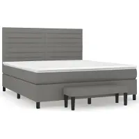 vidaXL Lit boxspring avec matelas gris foncé 180x200 cm Tissu