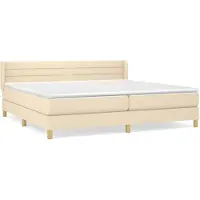 vidaXL Lit boxspring avec matelas Crème 200x200 cm Tissu