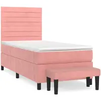 vidaXL Lit boxspring avec matelas rose 90x190 cm velours