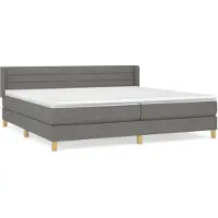 vidaXL Lit boxspring avec matelas gris foncé 200x200 cm Tissu