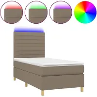 vidaXL Lit Boxspring avec matelas & LED Taupe 80x200 cm Tissu