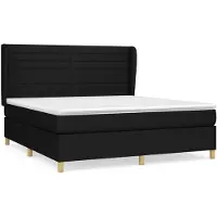 vidaXL Lit boxspring avec matelas noir 160x200 cm Tissu