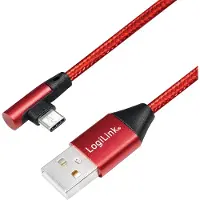 Logilink CU0146 USB-Stecker USB 2.0 zu USB-C (90°gewinkelt)1,0m rot