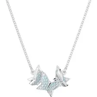 Swarovski Collier Idyllia Lilia, Papillon, Bleu, Métal Rhodié