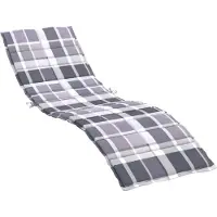 vidaXL Coussin pour bain de soleil Gris Motif à carreaux 200x50x3 cm Tissu Oxford