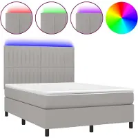 vidaXL Lit boxspring avec matelas & LED gris clair 140x190 cm Tissu