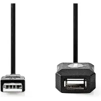 Nedis Active USB cable - USB 2.0 - USB-A mâle - USB-A femelle - 480 Mbps - 10.0 m - Rond - Nickelé - PVC - Cuivre - Etiquette