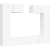The Living Store 6 pcs. Ensemble de meubles TV blanc en bois composite