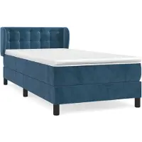 The Living Store Lit boxspring avec matelas bleu foncé 90x200 cm velours