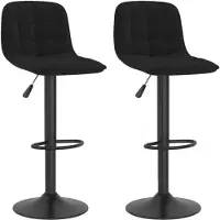 The Living Store Tabourets de bar 2 pcs. Velours noir