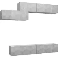 The Living Store 7 pcs. Ensemble de meubles TV gris béton bois composite
