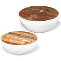 The Living Store Ensemble de 2 tables basses demi-sphère en vieux bois