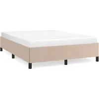The Living Store châlit Cappuccino marron 140x190 cm simili cuir