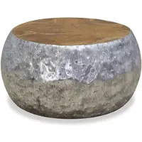 The Living Store Table d'appoint aluminium teck 60 x 60 x 30 cm